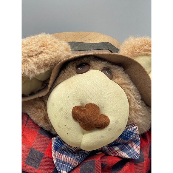 Vintage 1983 Xavier Roberts Original Farrell Furskin Plush Bear 22" plaid bow ti - Picture 2 of 11
